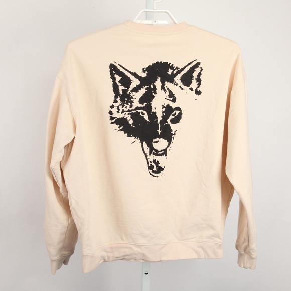 Kill Crew Sweatshirt Mens Medium Beige Porrada Series Wolf Graphic Crewneck - Picture 4 of 13